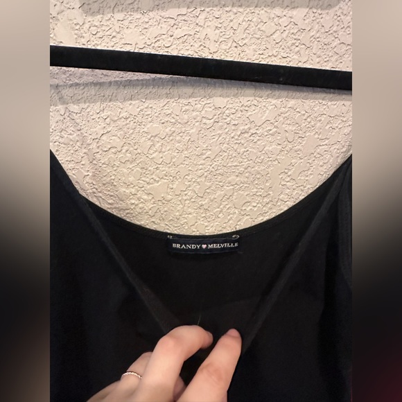 Brandy Melville Black Fitted Dress With Red Stripe On Side - Picture 3 of 5